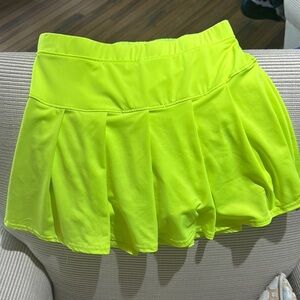 Neon Yellow Pleated Skirt